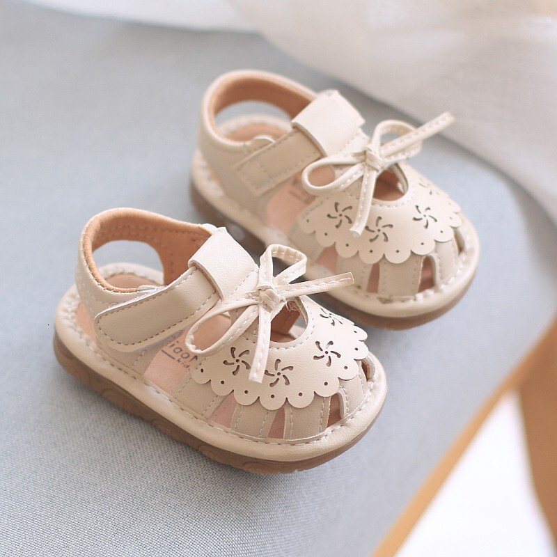 Girl Princess Spring/Summer 1-3 Years Old 2 Headed Sandals Soft Sole Baby Walking Shoes Children's Hollow Single F705-20
