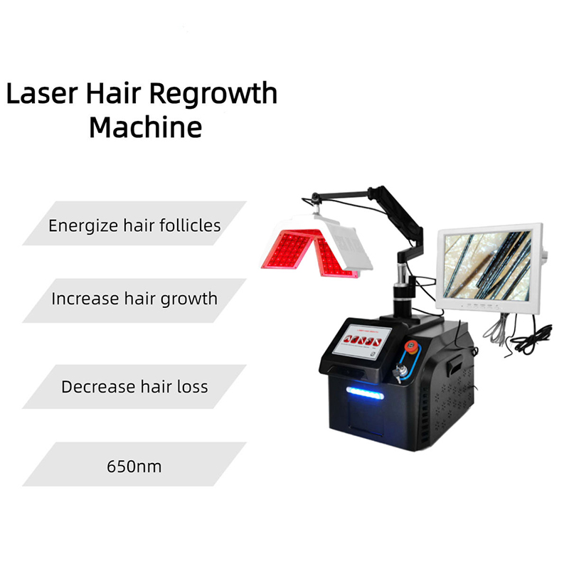 Biological Therapy Increase Hair Growth Diode Laser Scalp Care 650nm LED Red Light Hair Follicles Analysis Detector Anti-hair Removal Beauty Machine