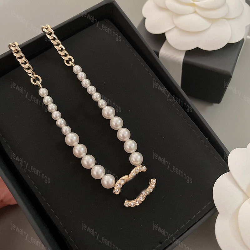 Women Designer Pendants Necklaces Pearl Cuban Choker Necklace Collares Punk Gold Jewelery Chunky Thick Link Chain for Women Fashion Jewelry Gift with Box