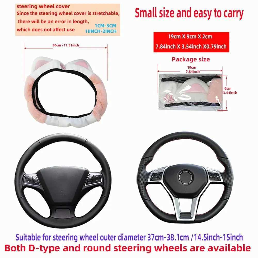 Steering Wheel Covers Cute Cartoon Plush Kitten Warm Car without Inner Ring Steering Wheel Cover Car Accessories Suitable for 14.5-15INCH VQ13