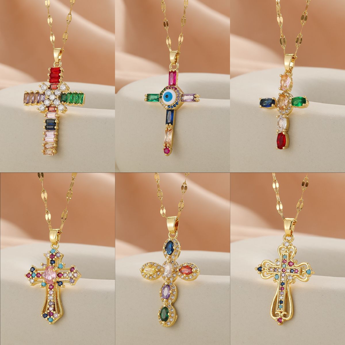 Cubic Zirconia Cross Pendant Necklace in Gold | Virgin Dias, Designer Jewelry Gift for Women 4 Virg