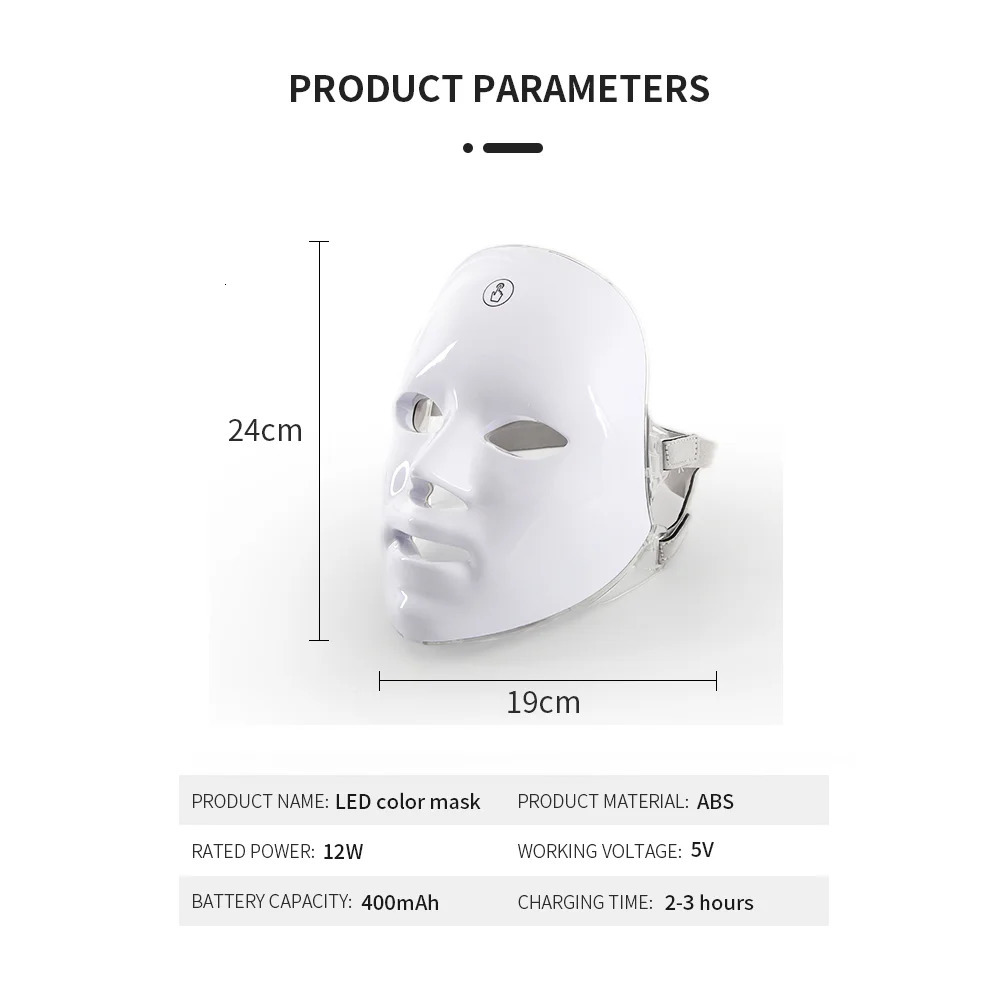 Rechargeable LED mask skin care household use red light treatment pon device 7-color LED light treatment beauty device 240704