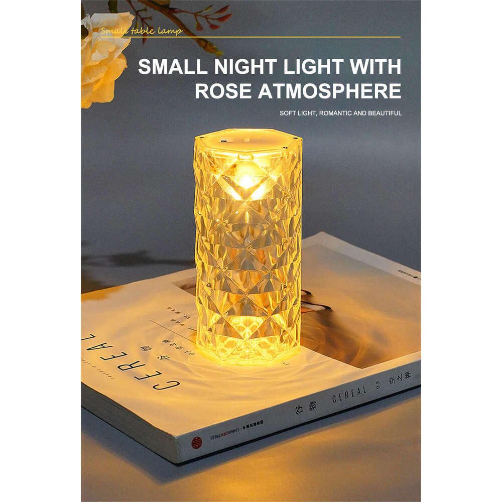 Nordic Crystal Rechargeable Table LED Bar Touch Dimmable Golden Desk Living Room Bedroom Hotel Bedside Lamp 0705