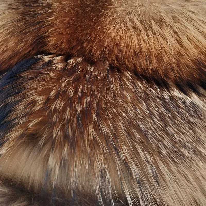 2025 Women's Faux Real Fur Coat Womens Natural Raccoon Jacket Winter Warm High-Quality Long Style With A Hat H240705