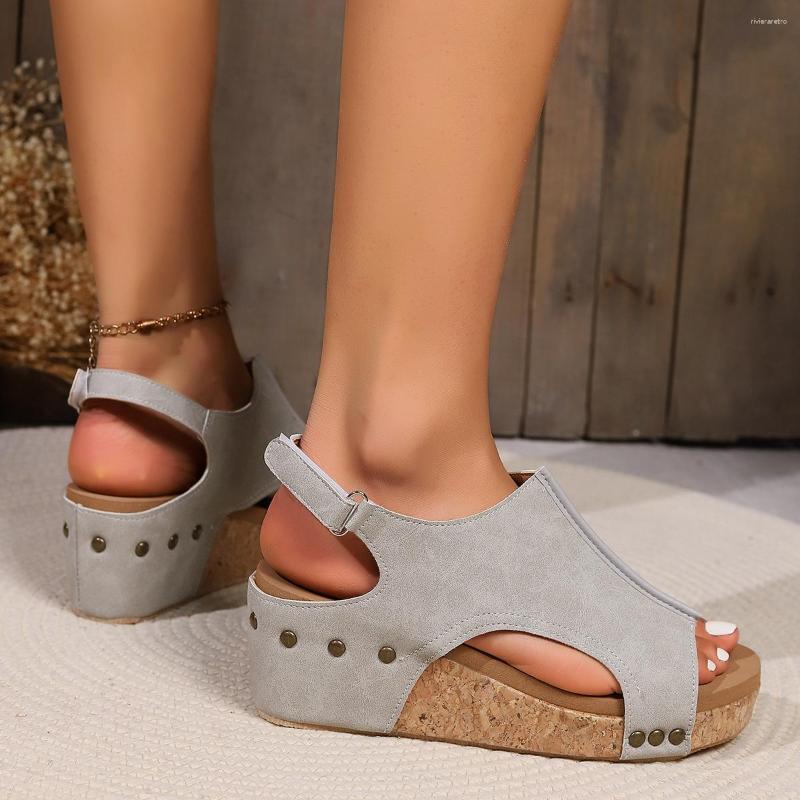 Sandals Shoes Women's Cross-border Wedge For Women Wish Amazon Large Size Thick-soled High-heeled Fish-toe