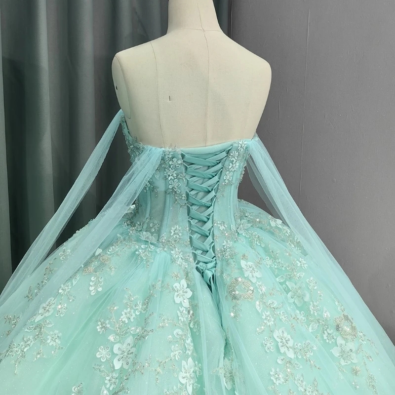 Gorgeous Quinceanera Dresses Ball Gown Sexy Sweetheart Off the Shoulder for 15 Year Applique Lace Beads Tull Long Party Dress