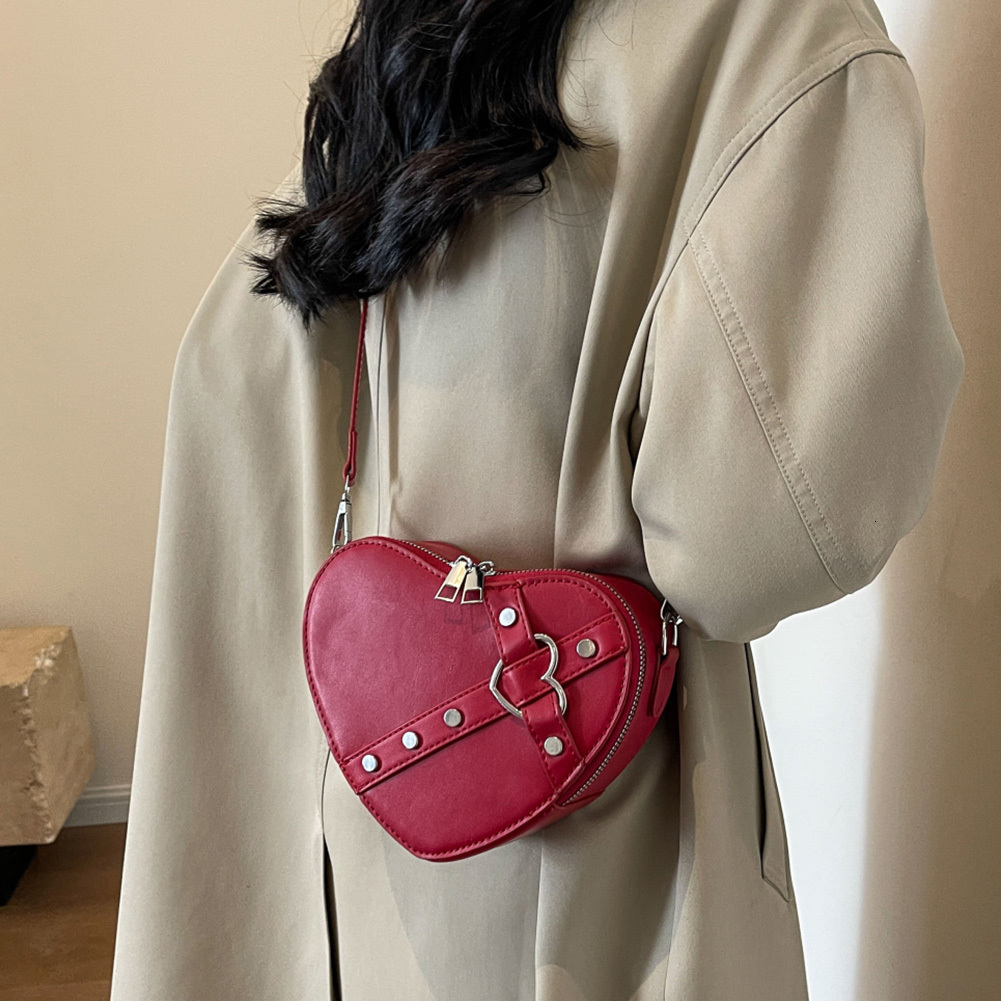 Women Heart Crossbody Bags PU Leather Simple Satchel Solid Color Adjustable Strap Female Outdoor Bag F7.5#19 swissmilitary