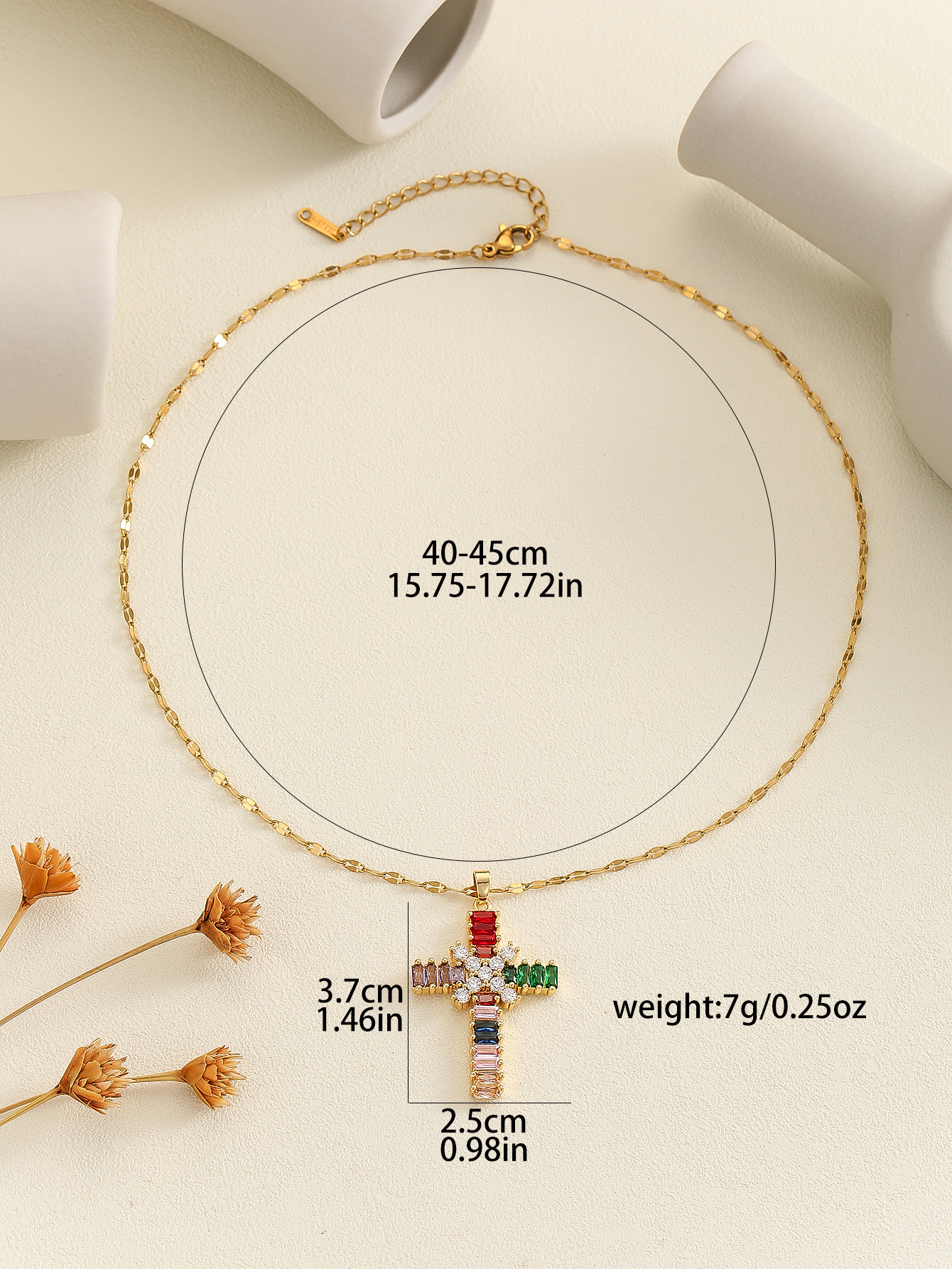 Cubic Zirconia Cross Pendant Necklace in Gold | Virgin Dias, Designer Jewelry Gift for Women 4 Virg