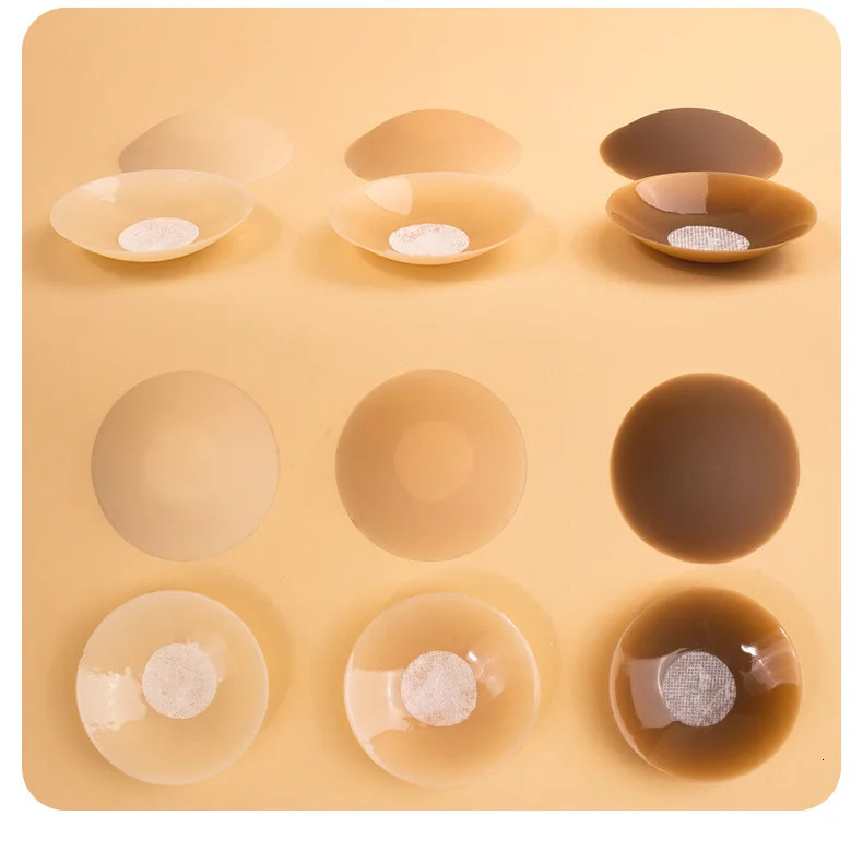 Strapless seamless cake cover ultra-thin invisible bra Nipple cover biological adsorption silicone reusable anti sweat summer travel 240704