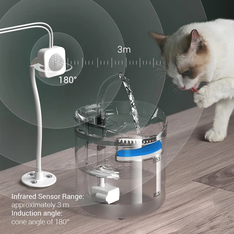 2L Cat Automatic Water Fountain With Faucet Cat Intelligent Water Dispenser Auto Drinker Filters For Cats Feeder Motion Sensor