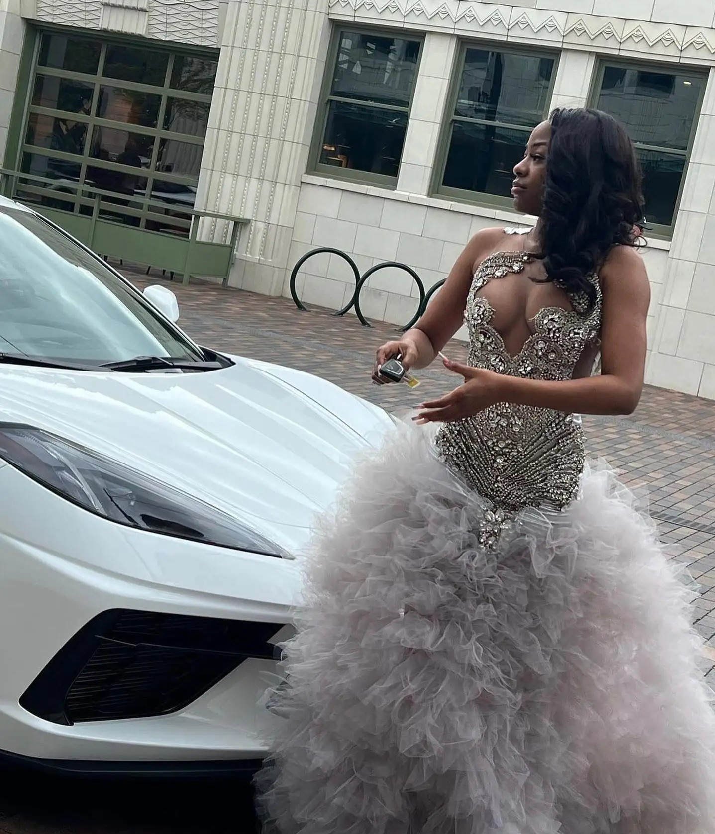 Crystal Stunning Mermaid Prom Dress Scoop Tiered Ruffles Tulle Birthday Party Gowns Evening Formal Dresses Robe De Soriee Gala Customed es