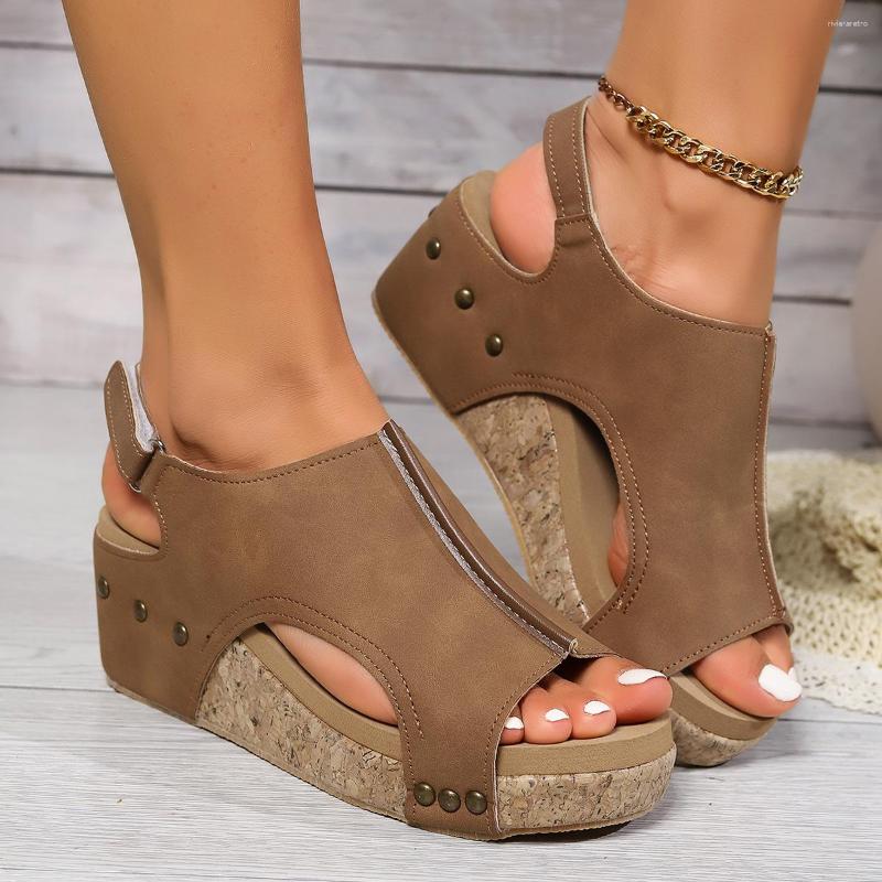 Sandals Shoes Women's Cross-border Wedge For Women Wish Amazon Large Size Thick-soled High-heeled Fish-toe