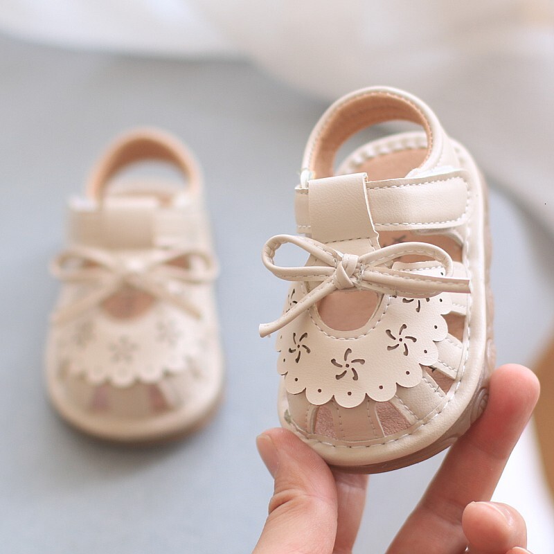 Girl Princess Spring/Summer 1-3 Years Old 2 Headed Sandals Soft Sole Baby Walking Shoes Children's Hollow Single F705-20