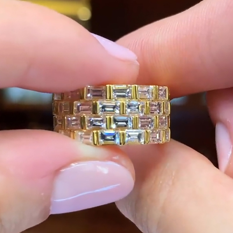 Gorgeous Wedding Rings Vintage Jewelry 925 Sterling Silver 18K Gold Fill Princess Designer White 5A Cubic Zircon CZ Diamond Gemstones Party Women Enga