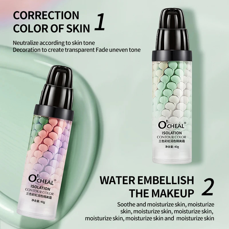 OCHEAL One-Step Three Color Contour Isolation Primer Moisturizing Hydrating Cream Corrector Foundation Face Care Makeup Cosmetic 240704