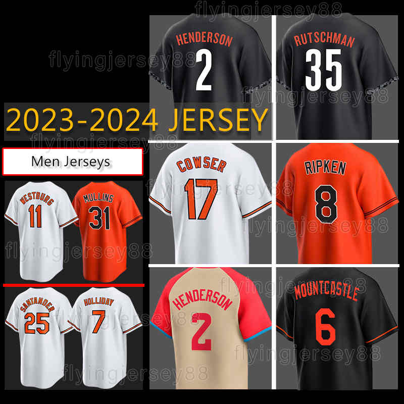 2 Gunnar Henderson Baseball Jersey Adley Rutschman Colton Cowser Westburg City Connect 7 Jackson Holliday orioles Ryan Mountcastle Anthony Santander Cal Ripken Jr.