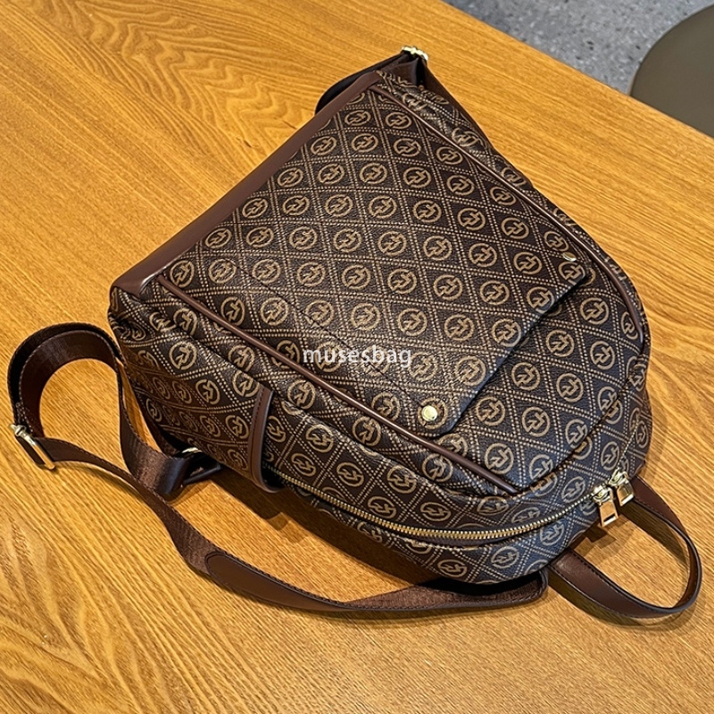 High end Women's French Classic Retro Printed Casual Backpack Spring/Summer New Korean Fashion Commuter Backpack Practical Large Capacity Backpac