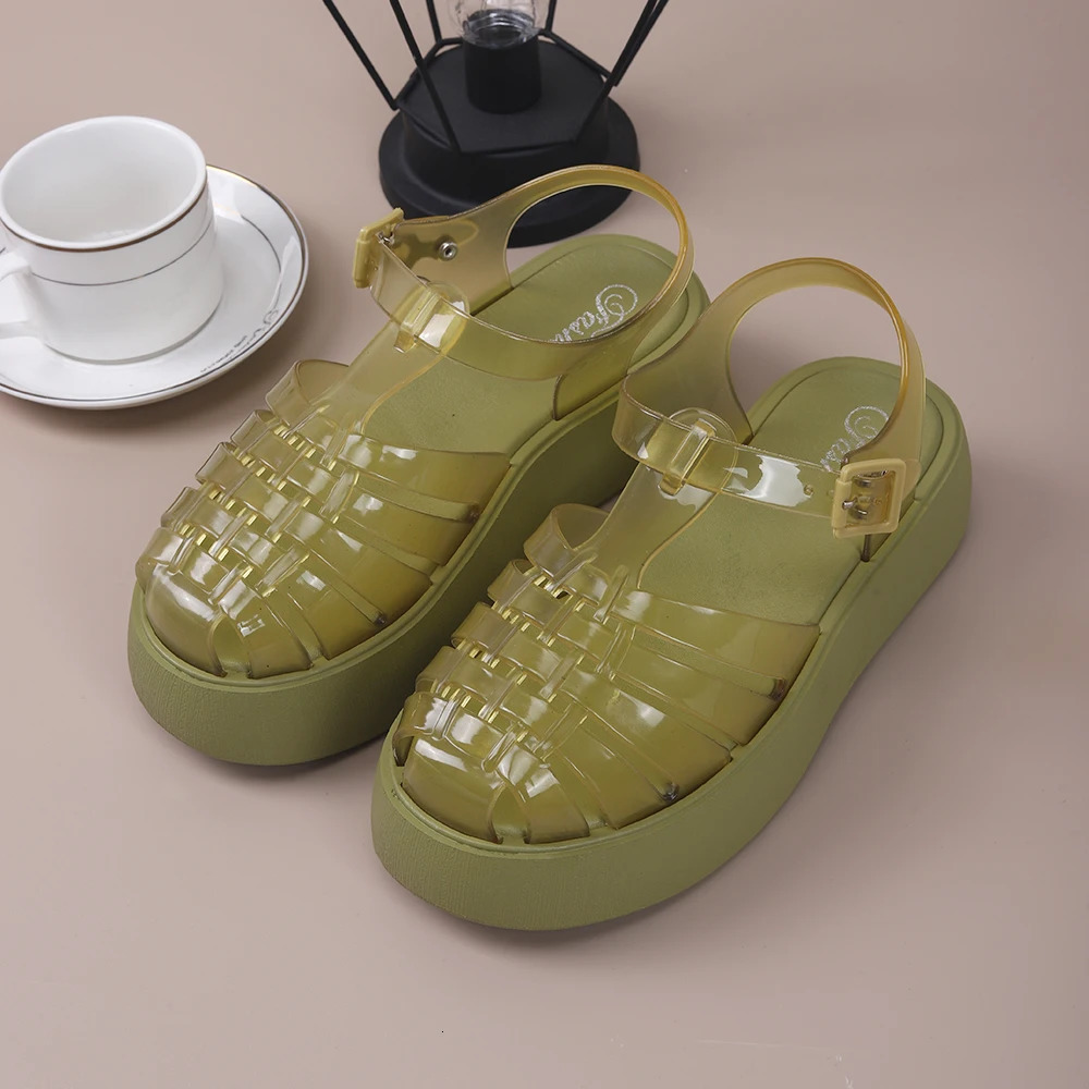 Womens Summer PVC Fashion Casual Womens Shoes Roman Beach Flat Sandals 240705