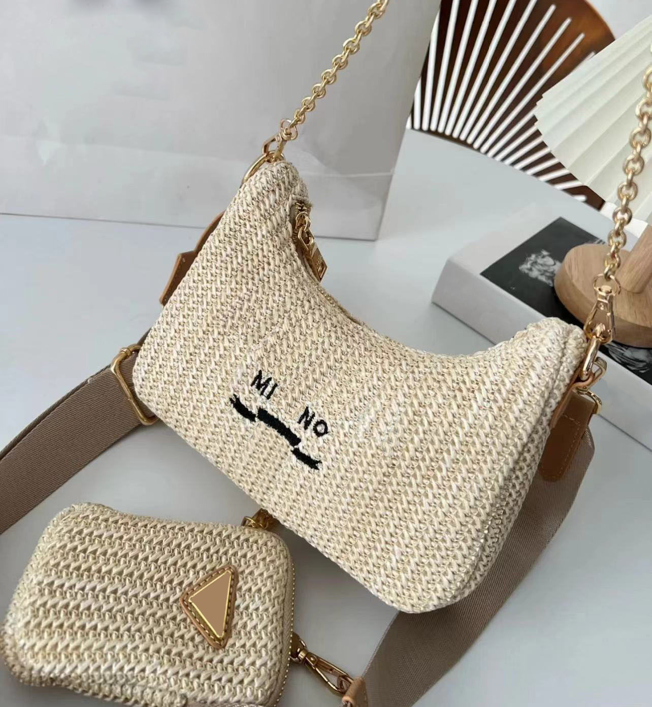 Designer Bag Women Straw bag woven Shoulder Bag Handbag Underarm Bag Chain Purse Design Crossbody long stick women's small tote bag beach bag