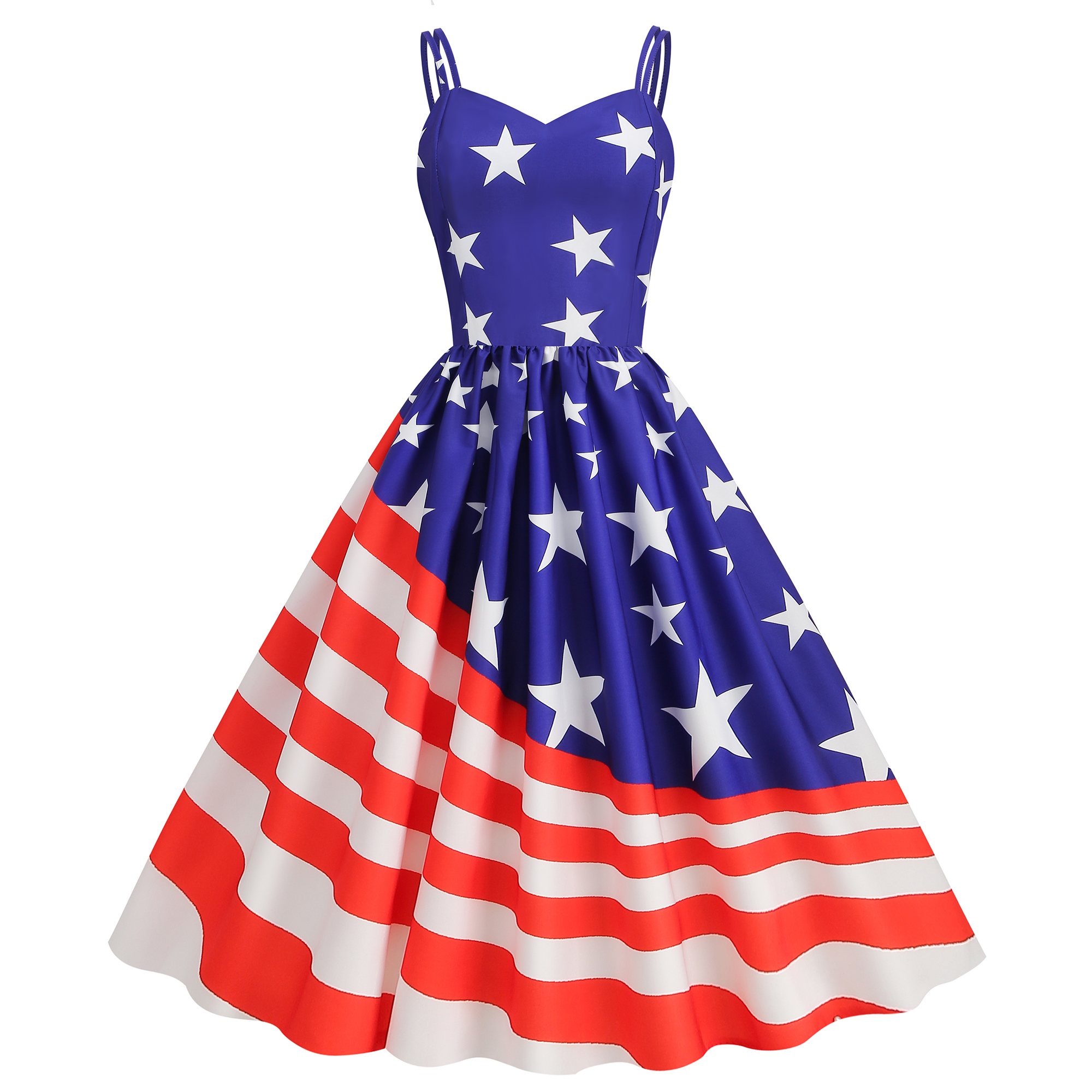 Independence Day new foreign trade womens summer sexy suspenders American flag print retro swing dress summer dress designer dresses for women vestido
