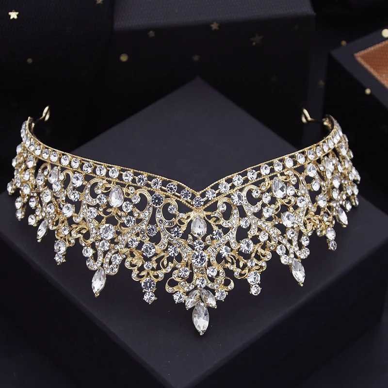 Tiaras Baroque Blue Crystal Wedding Crown Princess Queen Tiaras Bridal Hair Jewelry Prom Diadem for Women Bride Headdress Accessories