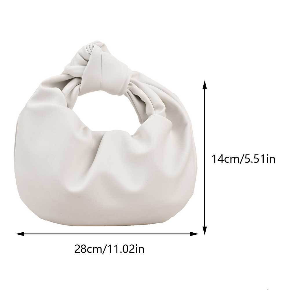 Women Small Knotted Handbags Solid Color PU Leather Knot Top Handle Simple Cloud Wrist Bag for Party Vacation H7.5#21.76