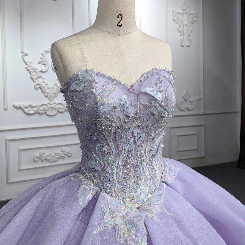 2025 Lavender Shiny Quinceanera Dresses Applique Bow Off The Shoulder Exposed Boning Girls Birthday Party Prom Gowns Princess 15