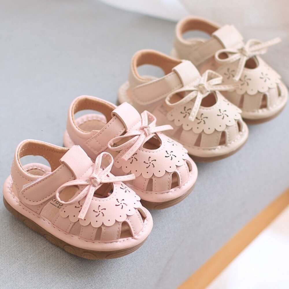 Girl Princess Spring/Summer 1-3 Years Old 2 Headed Sandals Soft Sole Baby Walking Shoes Children's Hollow Single F705-20