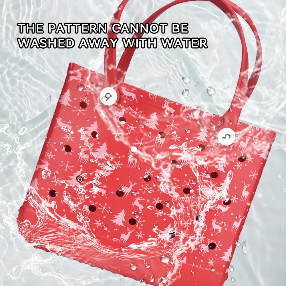 3 Bogg Christmas Pattern Special Edition EVA Beach Waterproof Extra Large Shoulder Handbag Fashion Women Tote Boggs Bag 240704 4 w250420