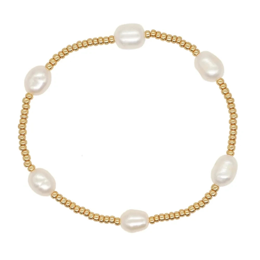 10Pcs Natural Pearl Bracelet Jewelry for Women Gold Plated Miyuki Stretch Bracelets Pulseras Mujer 240702