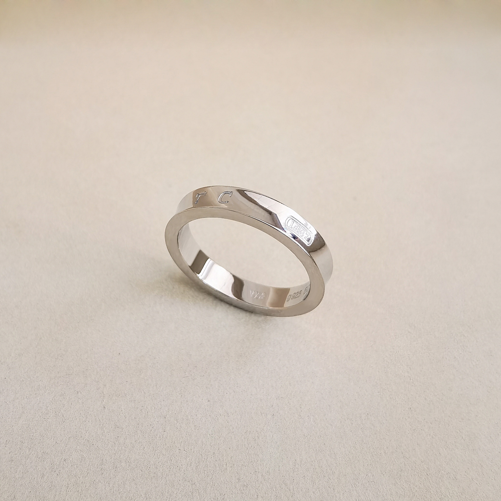 925 Inside engrave Curved surface Unisex designer 4mm 7mm thin wide T Ring 18K Gold Silver Rose 316L Stainless Steel Rings Women men Jewelry 5 6 7 8 9 10 11 USA size