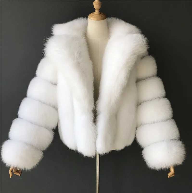 Women's Fur Faux Winter Mink Coat For Womens Urious Faux Fur With Thick Lapel And Long Sleve White Black Fluffy Jacket H240705