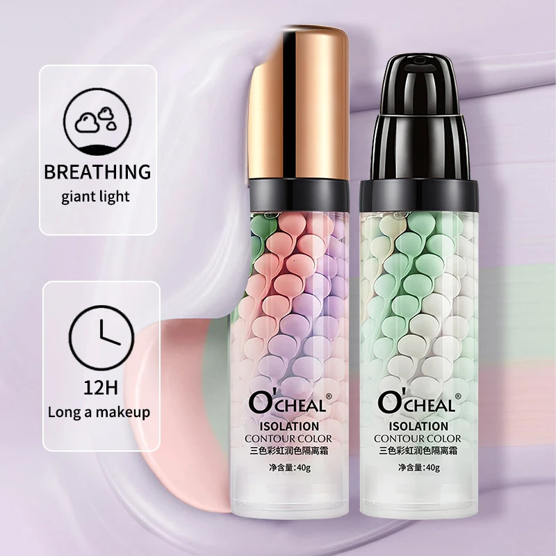 OCHEAL One-Step Three Color Contour Isolation Primer Moisturizing Hydrating Cream Corrector Foundation Face Care Makeup Cosmetic 240704