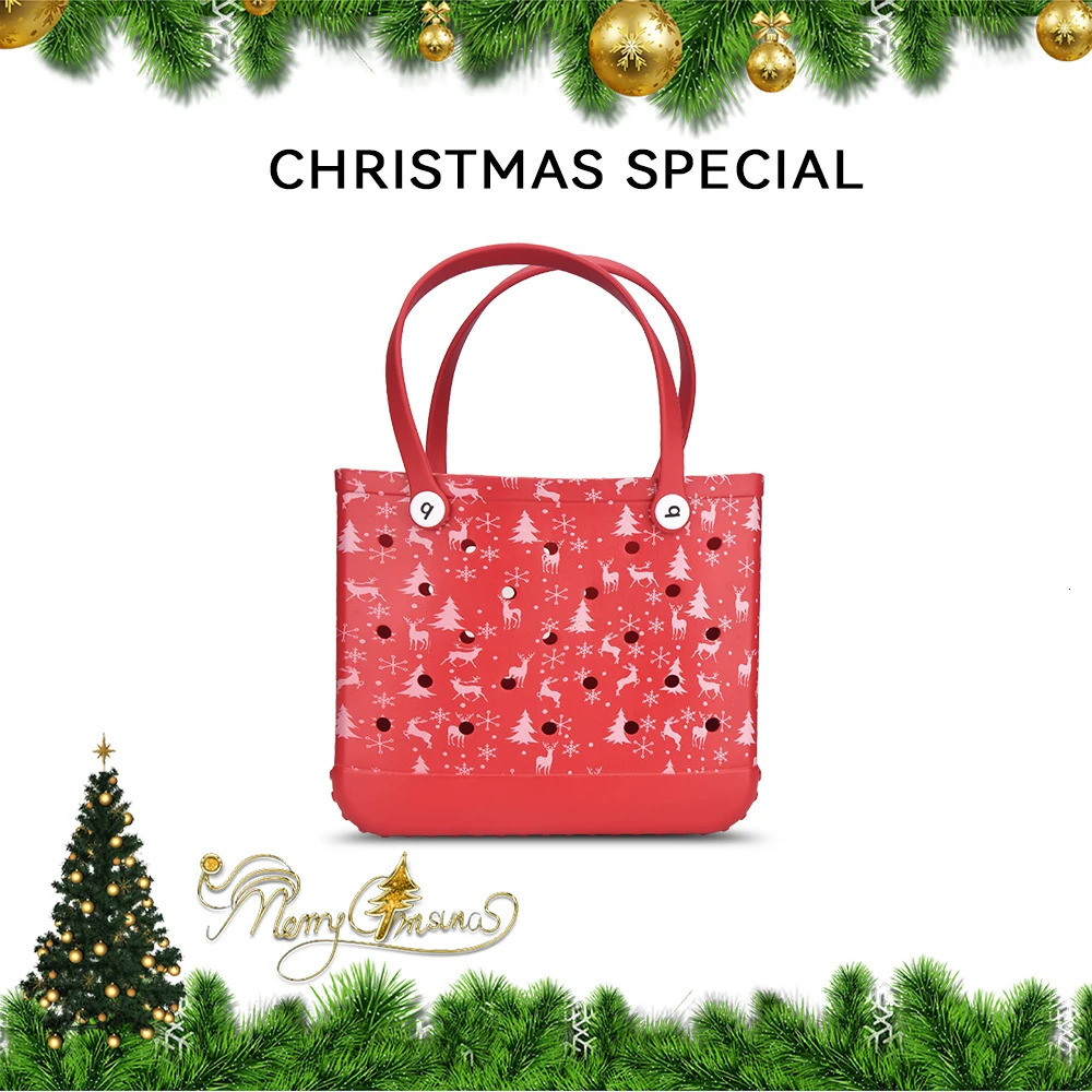 3 Bogg Christmas Pattern Special Edition EVA Beach Waterproof Extra Large Shoulder Handbag Fashion Women Tote Boggs Bag 240704 4 w250420