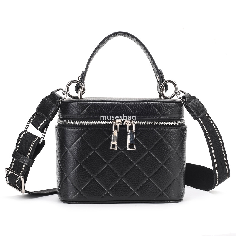 Unique design of leather bag new Lingge high-capacity top layer cowhide women's bag cross-border portable box bag single shoulder crossbody bag