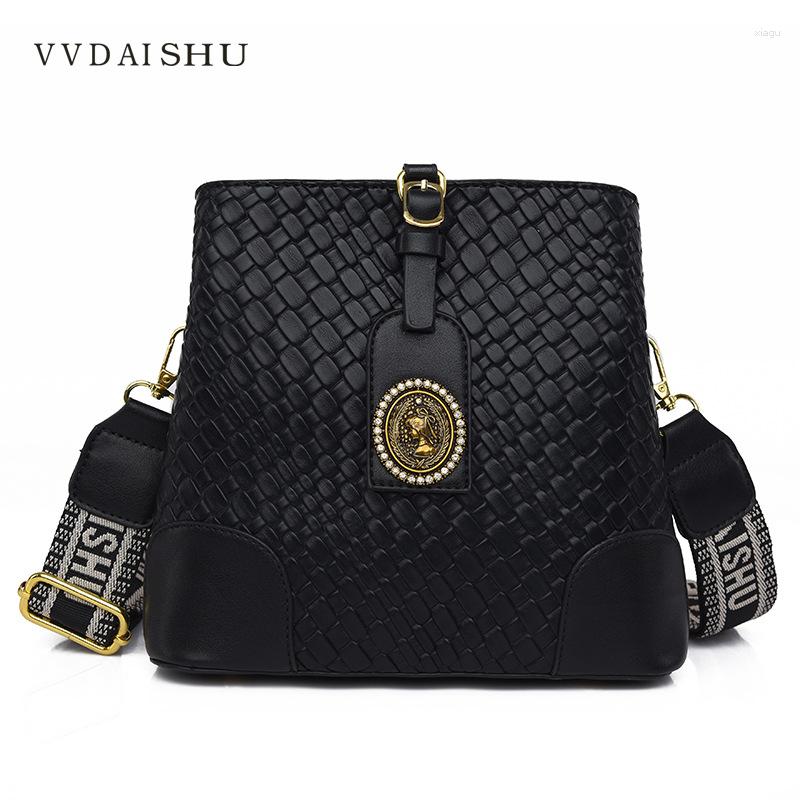 Drawstring 2024 Winter Live Broadcast Woven Bucket Bag Fashion Single Shoulder Crossbody Portable Handbag Womens