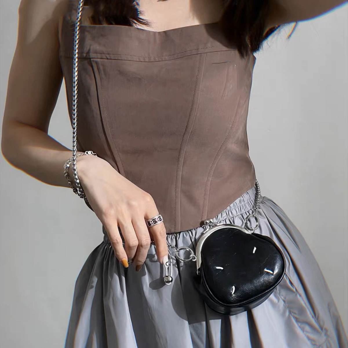 New Fashion Versatile Texture Mini Cute Texture Clip Chain Texture Exquisite One Shoulder Crossbody Women's Bag
