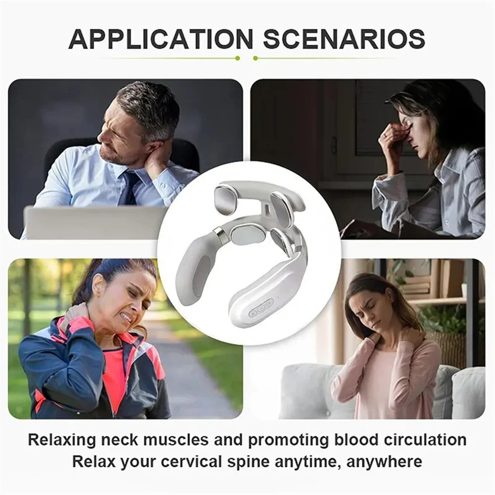 Neck Massage Machine 4 Head and Neck Protection Heating Machine Breathing Light Vibration Compression Spine Machine 240704