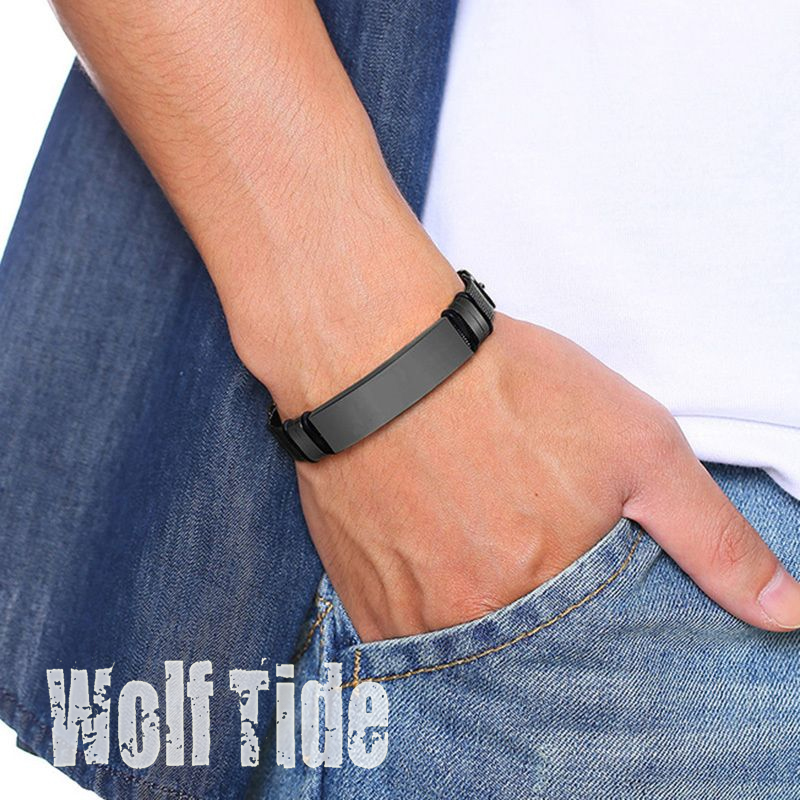 12mm ID Identification Bracelets for Men Custom Name Adjustable Stainless Steel Boy Mesh Watch Band To My Son Father Birthday Valentine Love Gifts Bij