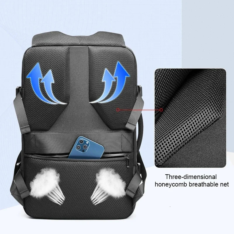 AMZZ Large Capacity Expandable Airbag Backpack For Men 15.6 Inch Waterproof Laptop Business Bag Vacuum Storage Travel Black Backpac 240626 C1