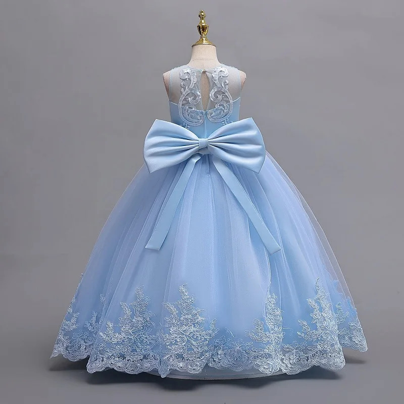 3-12 year old childrens dress embroidered bow lace wedding dress girl princess dress girl birthday party evening dress 240704