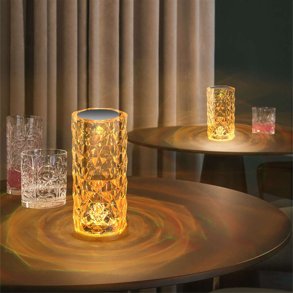 Nordic Crystal Rechargeable Table LED Bar Touch Dimmable Golden Desk Living Room Bedroom Hotel Bedside Lamp 0705