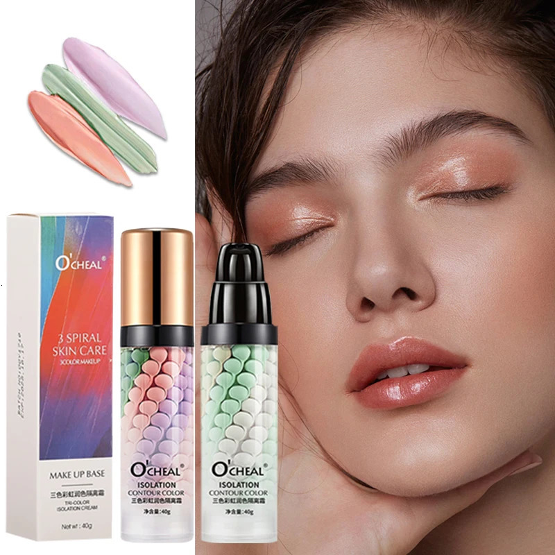 OCHEAL One-Step Three Color Contour Isolation Primer Moisturizing Hydrating Cream Corrector Foundation Face Care Makeup Cosmetic 240704