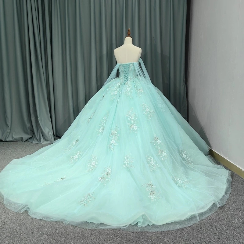 Gorgeous Quinceanera Dresses Ball Gown Sexy Sweetheart Off the Shoulder for 15 Year Applique Lace Beads Tull Long Party Dress