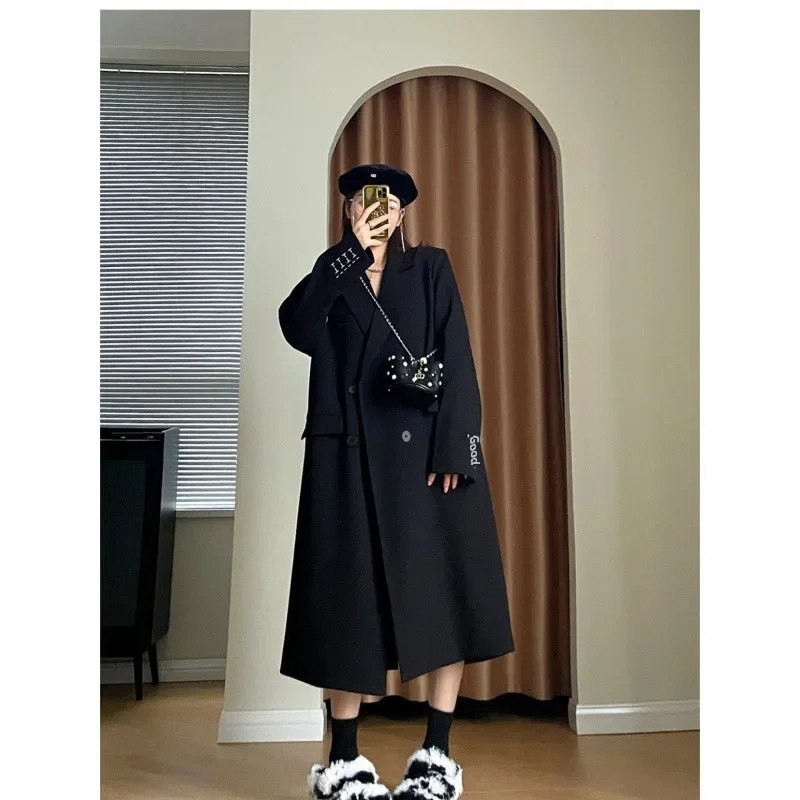 Womens Loose-Fit Slimming Medium-Length Casual Trench Coat Spring Autumn Fashion Overcoat For Women 240704