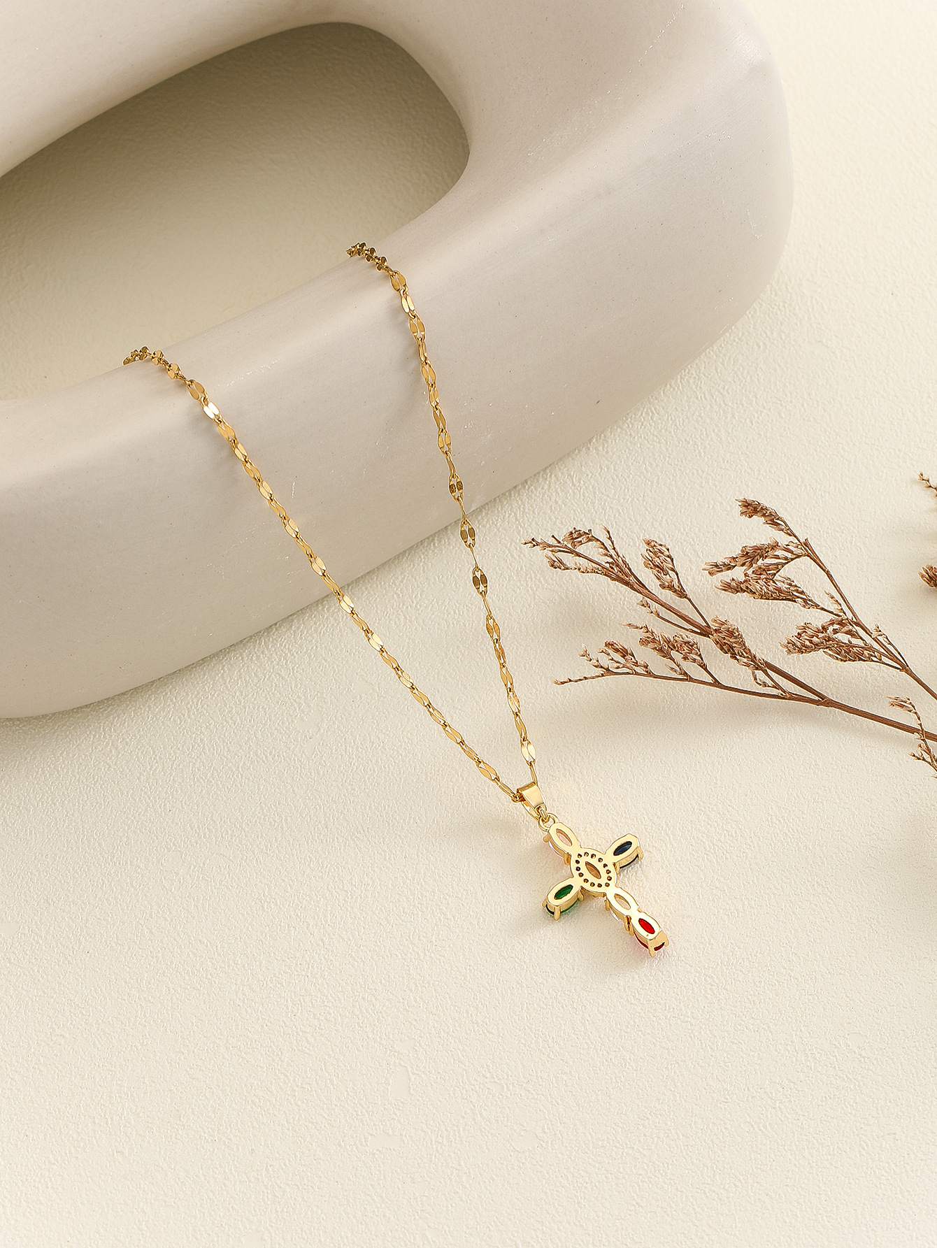 Cubic Zirconia Cross Pendant Necklace in Gold | Virgin Dias, Designer Jewelry Gift for Women 4 Virg