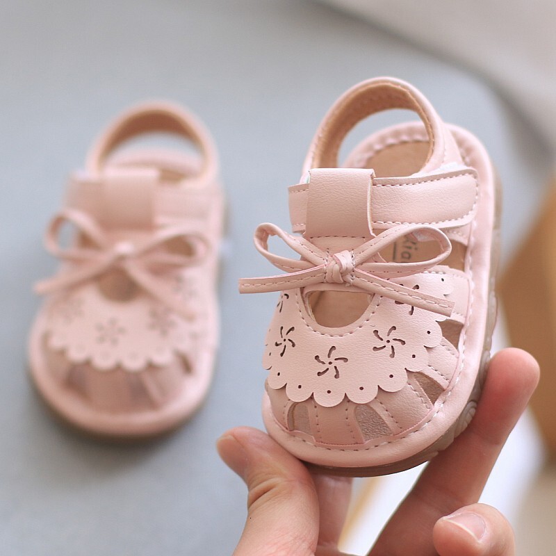 Girl Princess Spring/Summer 1-3 Years Old 2 Headed Sandals Soft Sole Baby Walking Shoes Children's Hollow Single F705-20