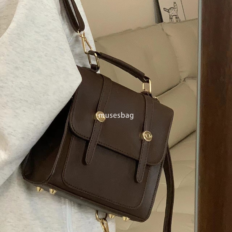 Fashionable women's high-quality student niche flat buckle practical backpack price British classic retro crossbody Oxford bag lightweight studen