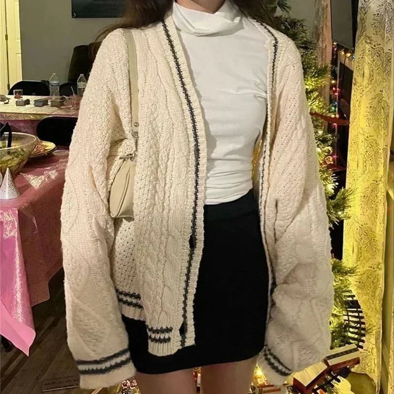 Deeptown Vintage Knit Swift Cardigan Y2k Star Sweater Women Folklore Korean Style Oversized Knitwear Harajuku Aesthetic Autumn 240626