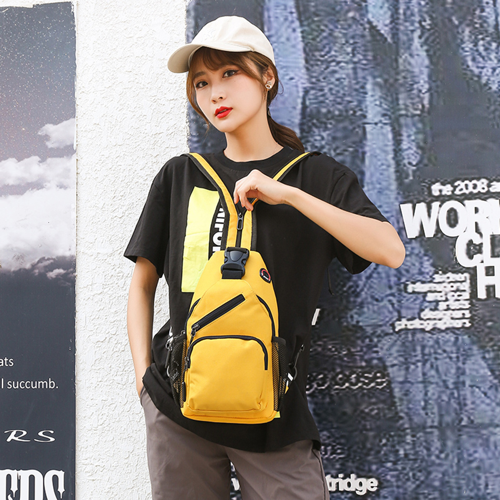 Casual Plain Large Capacity Chest Bags Women Waterproof Multi-Pocket Knapsacks Versatile Oxford Cloth Backpacks H7.5#25